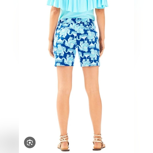 Lilly Pulitzer The Jayne Stretch Short Elephant Print Blue Size 6 - Picture 2 of 8